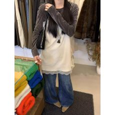 批发韩系叠穿蕾丝花边雪尼尔吊带裙