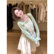 批发已出货～韩系蕾丝花边丝绒吊带裙