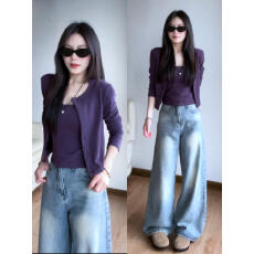 批发葡萄紫开衫两件套<b class='q'>吊带</b><b class='q'>背心</b>