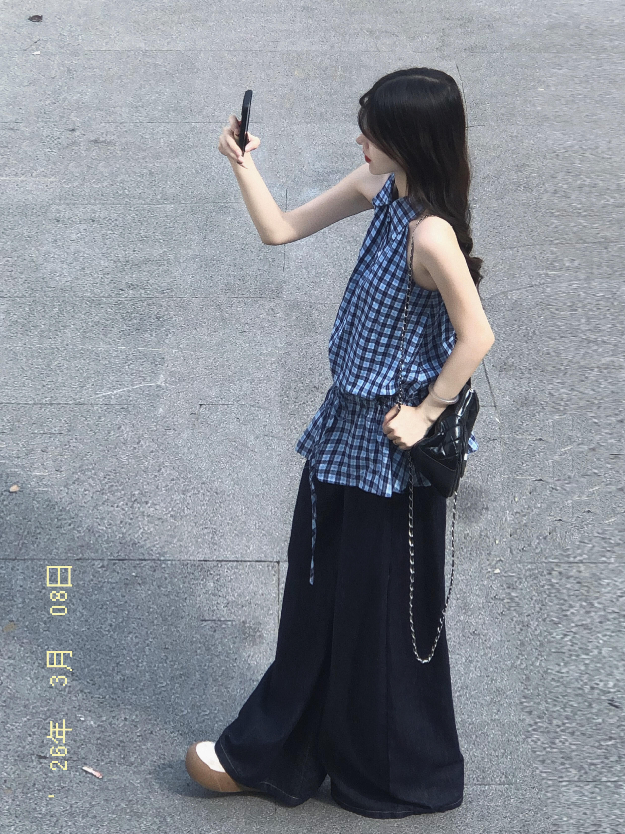 디자인 센스 체크무늬 행침 목 나가라. 조끼 셔츠