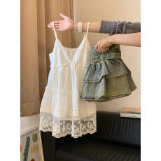 批发蕾丝花边裙摆吊带裙短裙