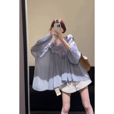 批发重工<b class='q'>蕾丝</b>灯笼袖小衫罩衫内搭吊带背心<b class='q'>两件套</b>装