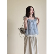 批发荷叶边小飞袖雪纺衫