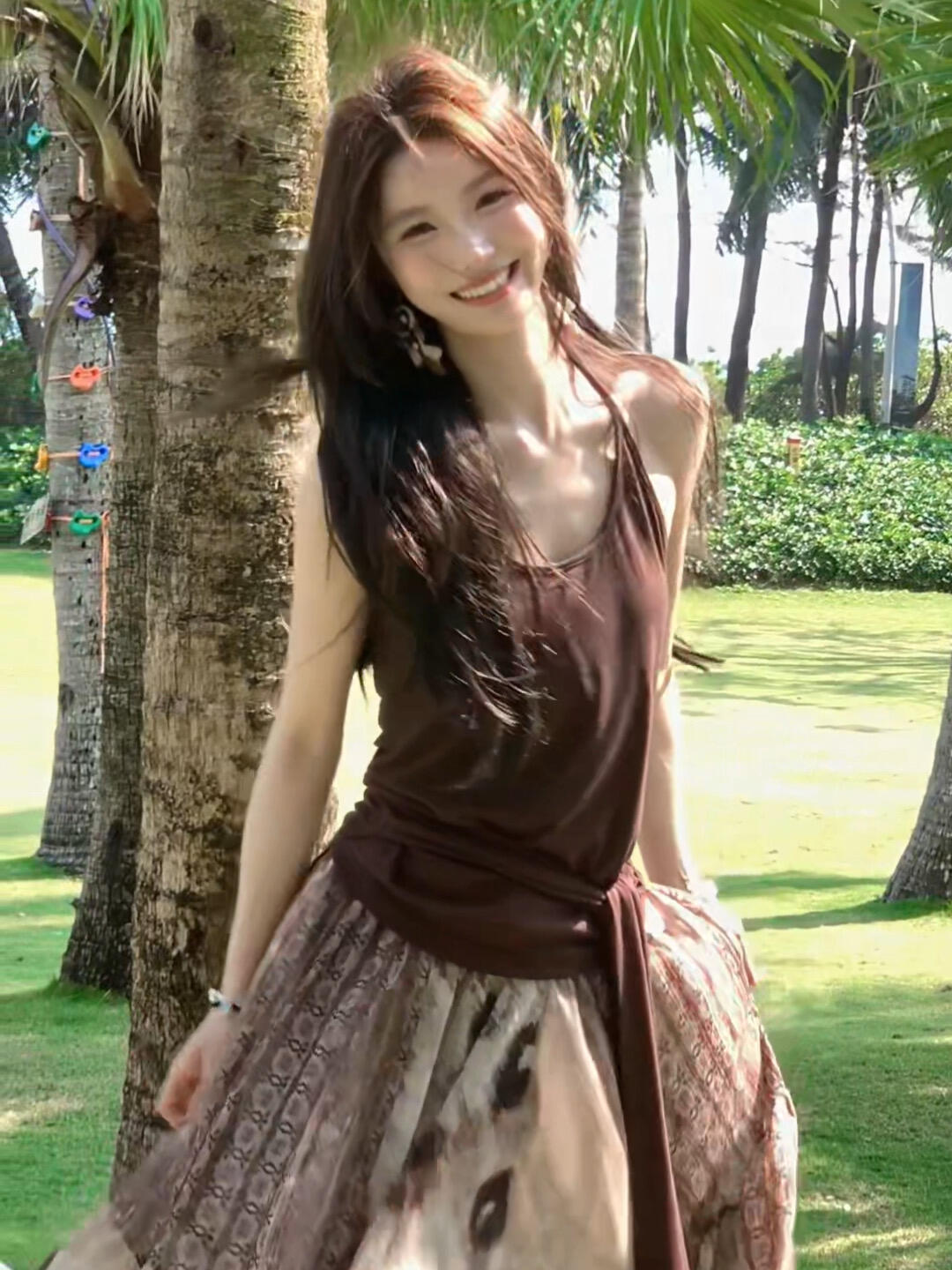 여름 행침 목 스트랩 슬립 백리스 조끼