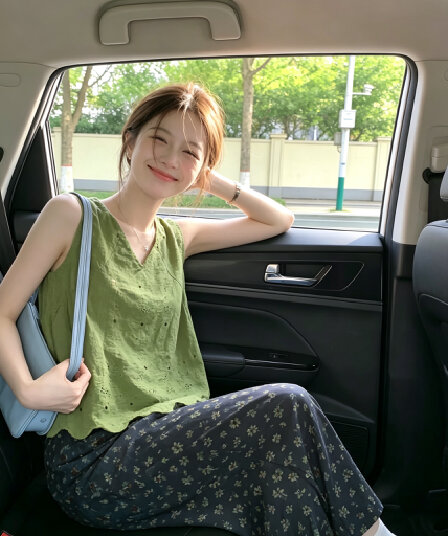 있음 선적 홀로우 아웃 자수 면 린넨 조끼 셔츠