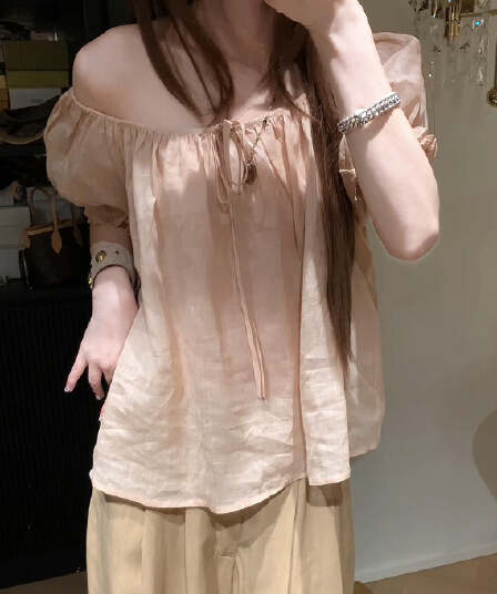 라미 거품 소매 작은 셔츠