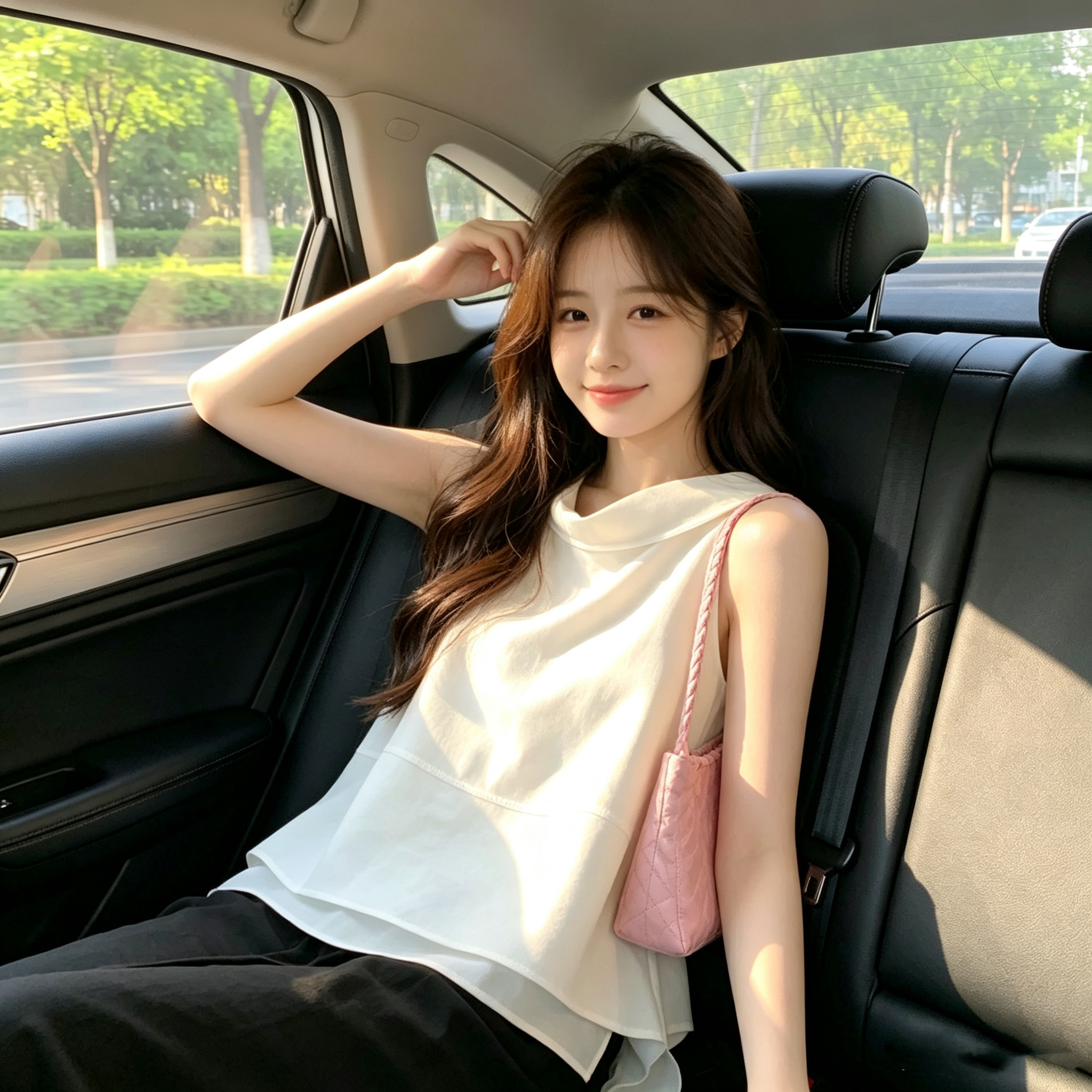 분위기 센스 리본 민소매 주간 실크 작은 셔츠
