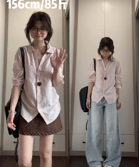 한 부서 V넥 핀치 Pleat 셔츠