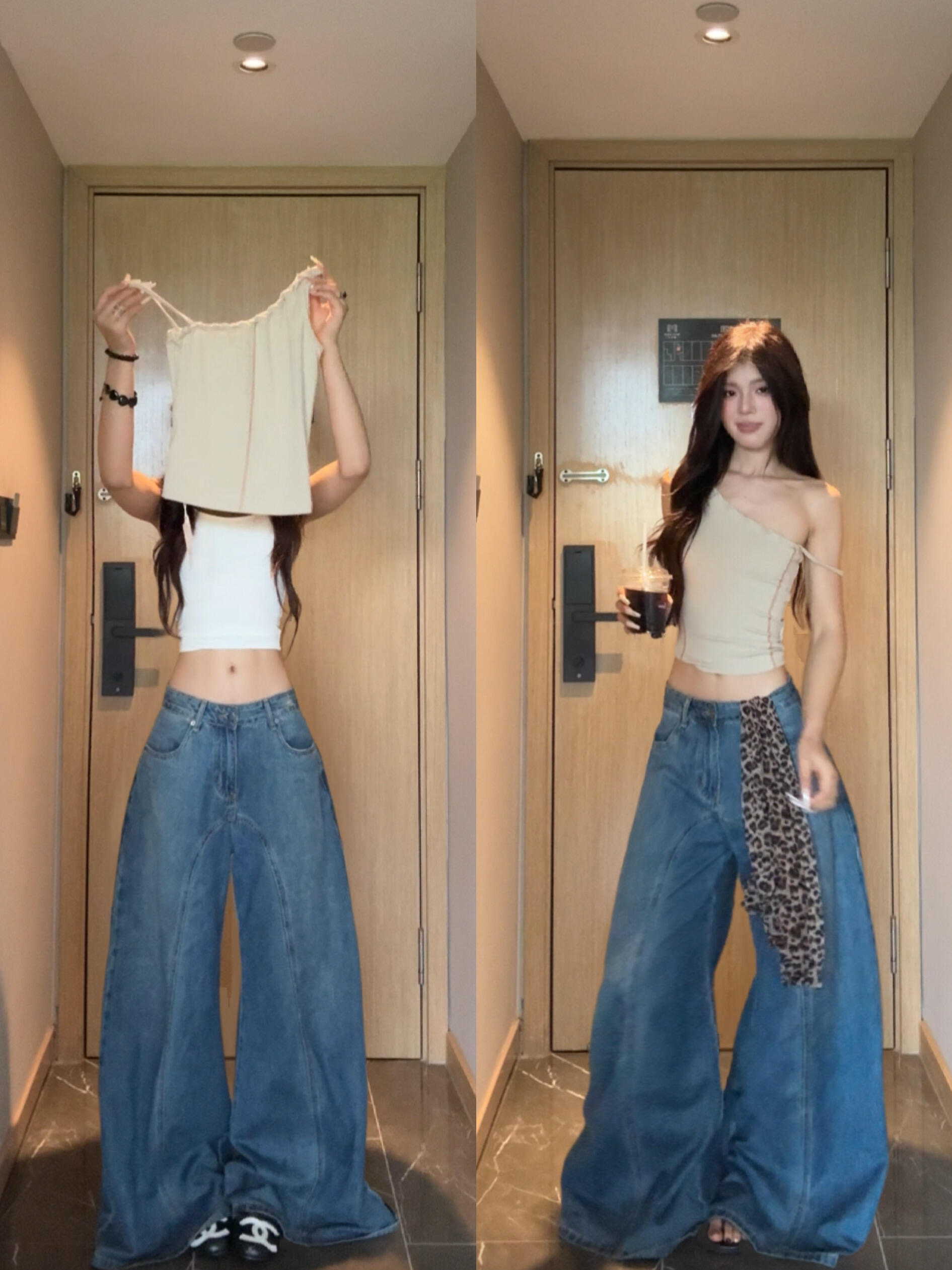 비대칭 비스듬한 어깨 비틀림 캐미솔