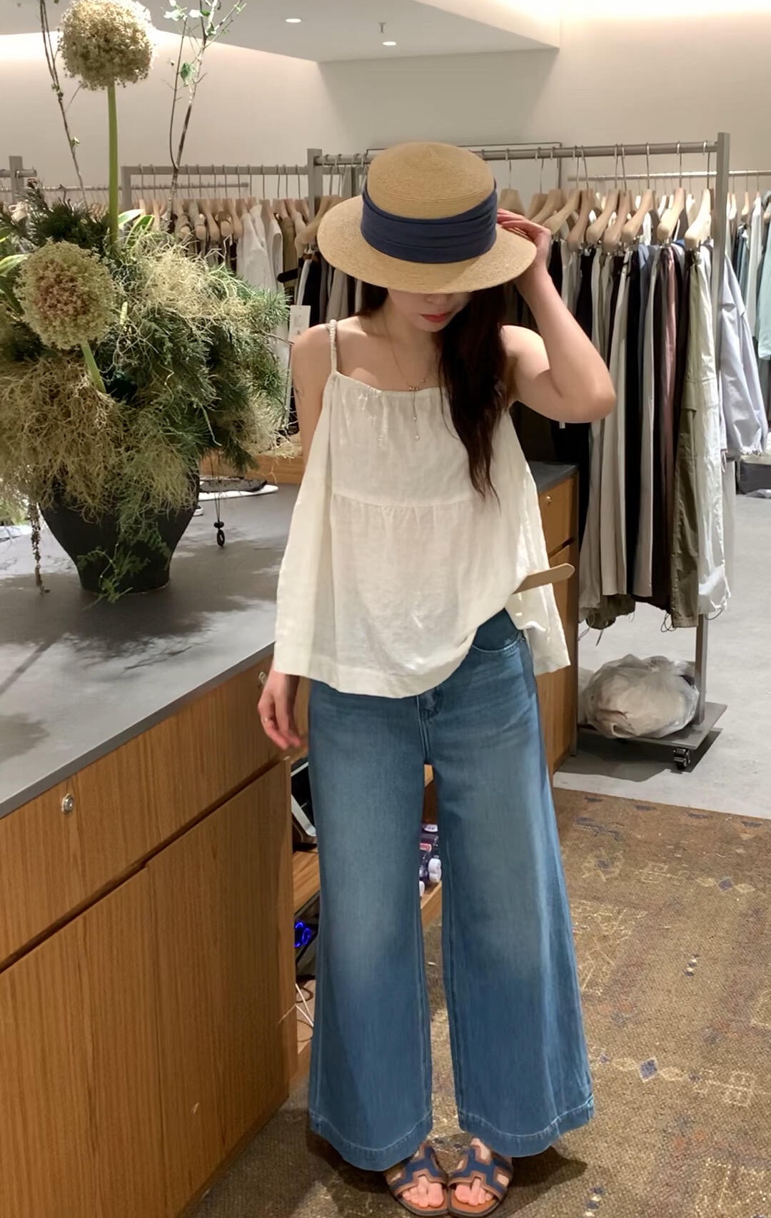면 린넨 캐미솔