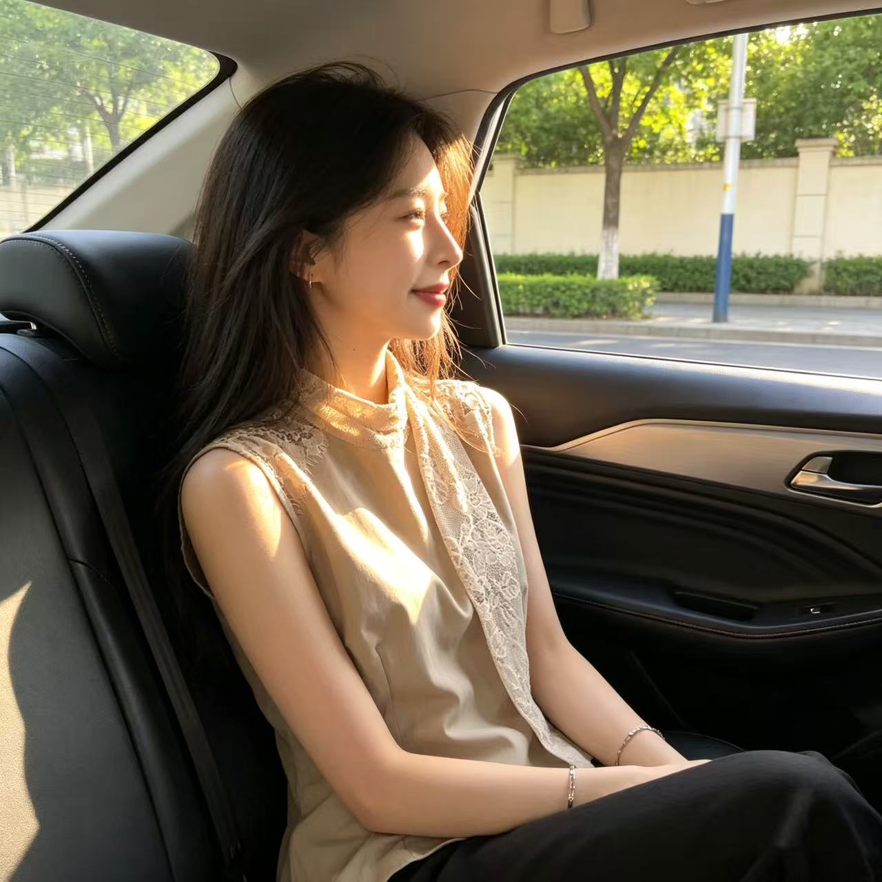 레이스 리본 허리 수축 조끼 맨위