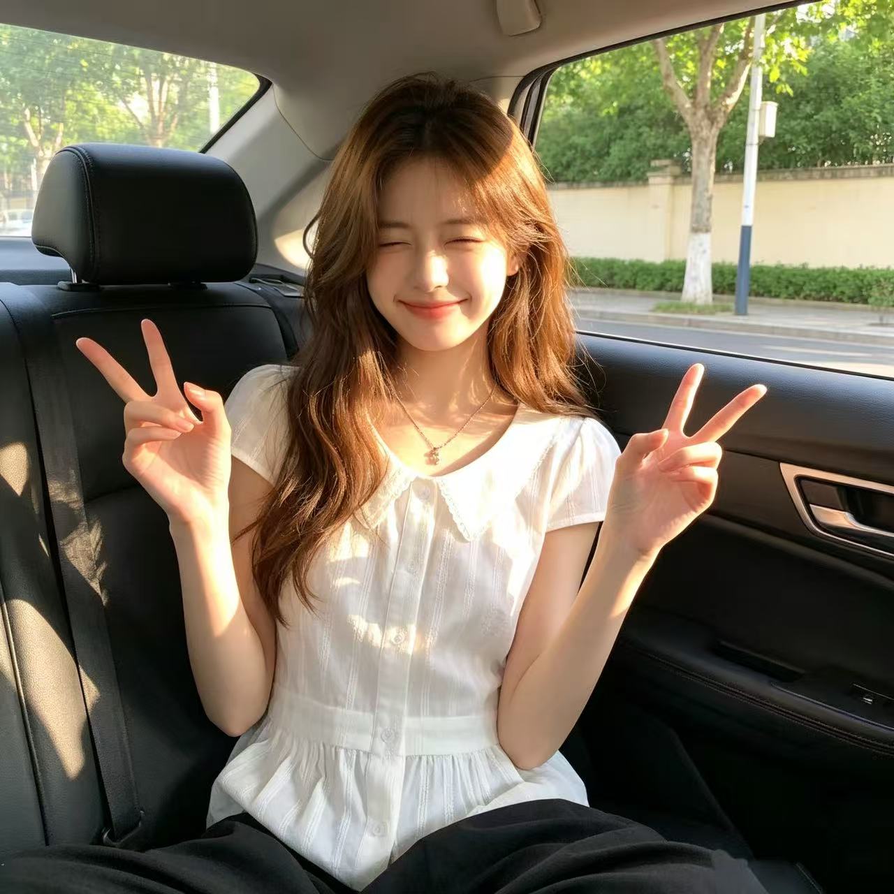 베이비 칼라 거품 소매 반팔 셔츠