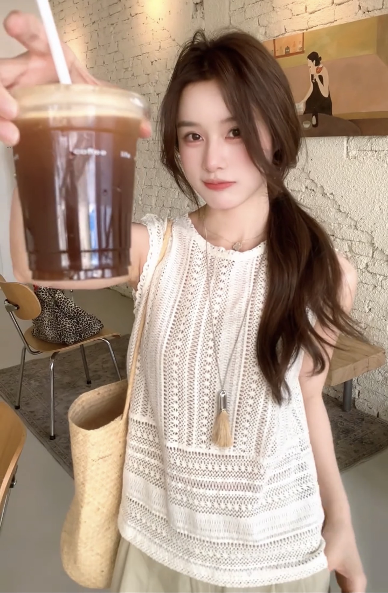 휴가 아름다운 작은 심장 기계 이후 홀로우 아웃 좋은 품질 레이스 셔츠 라운드 넥 조끼 셔츠