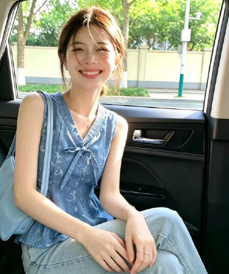 있음 선적 파란색 꽃무늬 캐미솔