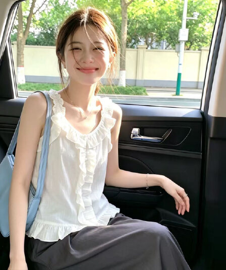 프랑스식 프릴 조끼 작은 셔츠