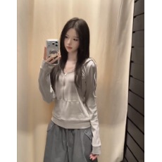 拉链连帽长袖卫衣女