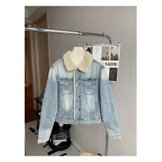 批发已出货 美式仿羊羔绒夹棉牛仔<b class='q'>棉衣</b>2025新款水洗复古棉服夹克外套