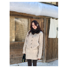 已出货 韩系麻花扭结套装女秋冬针织开衫外套时髦包臀半裙两件套