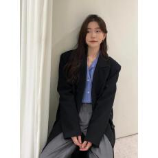 批发已出货 黑色风衣<b class='q'>外套</b><b class='q'>女</b>秋冬韩版宽松垫肩高级感廓形西装毛呢大衣