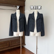 批发已出货 蓝调时刻 私服复古做旧牛仔外套<b class='q'>春</b>秋韩系小众气质上衣夹克