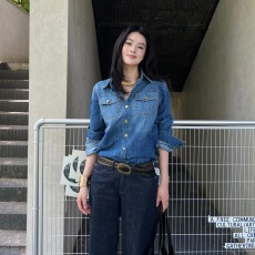 批发已出货 明星同款深蓝复古牛仔衬衫女2026春秋小个子正肩外套上衣