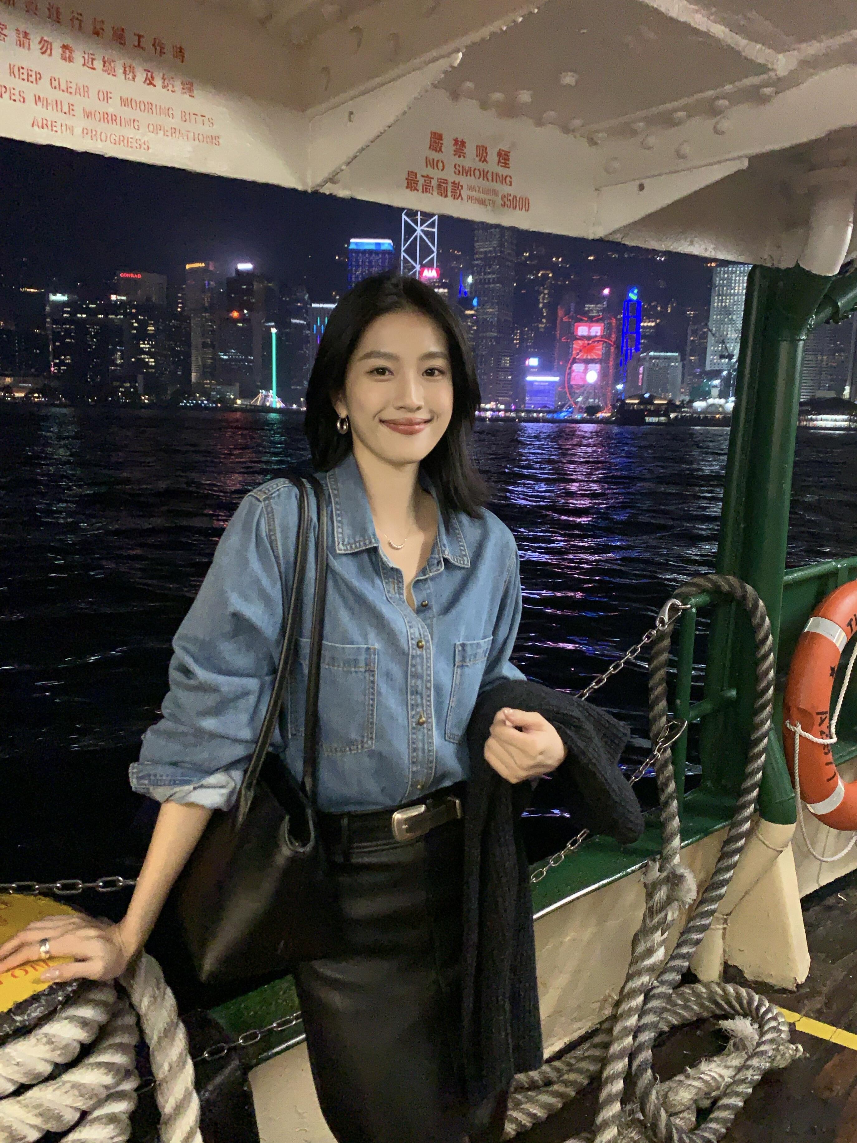 있음 선적 면 100% 질감 데님 여성 셔츠 봄 가을 캐주얼 루즈핏 긴팔 셔츠 재킷 파란색 맨위