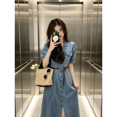 批发已出货 巨好看裙子通勤小众不撞款气质女长裙港风复古<b class='q'>牛仔</b>连衣裙