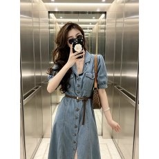 批发已出货 巨好看裙子通勤小众不撞款气质女长裙港风复古<b class='q'>牛仔</b>连衣裙