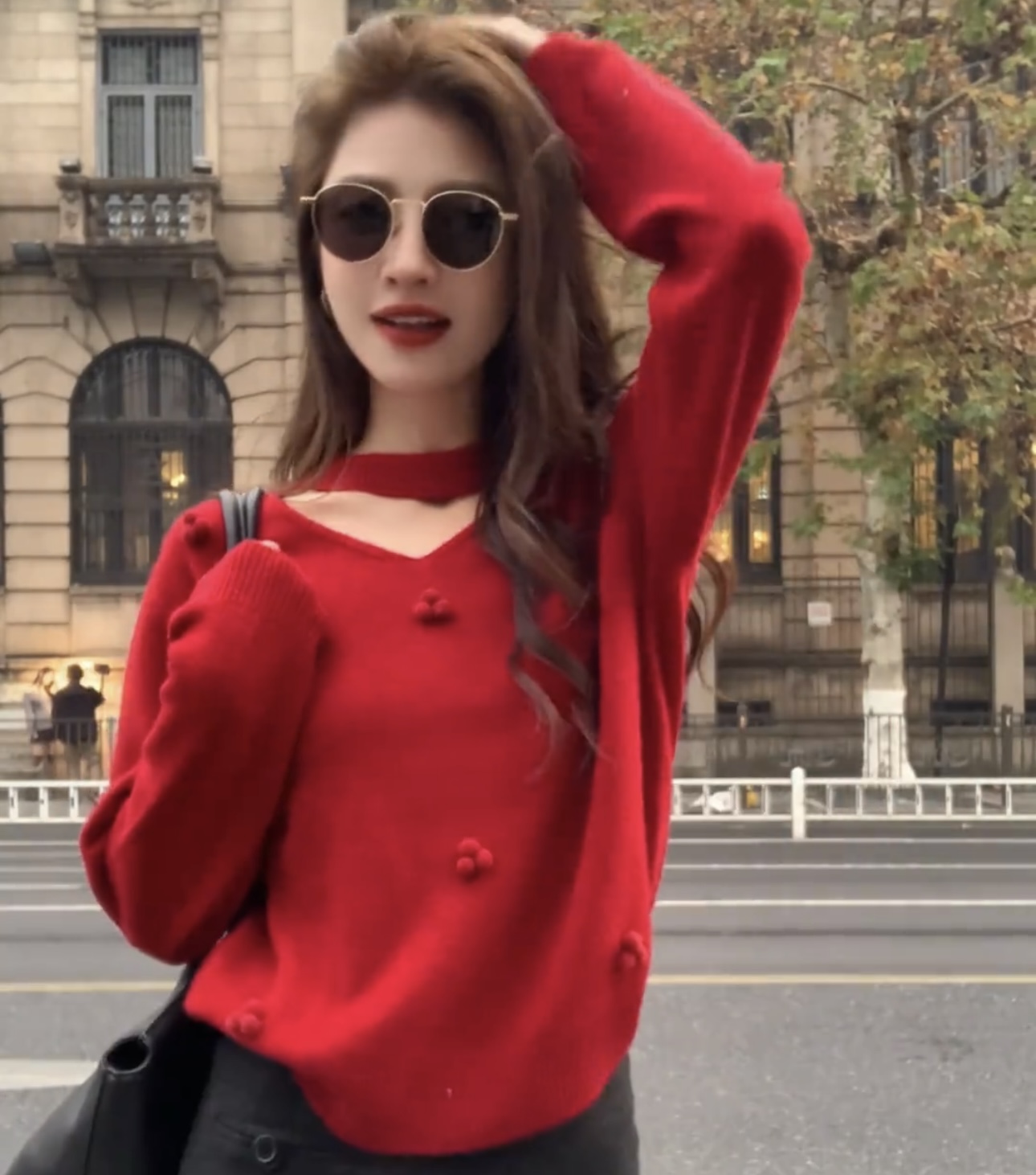 스웨터 여자 폭발 2026 새로운 외국 가스 Chic 고유 한 빨간색 스웨터