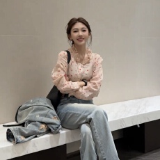 批发宝藏粉点2026年早春新款高级感麻料波点<b class='q'>衬衫</b>女