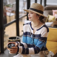 批发2026年春夏新款百搭<b class='q'>圆领</b>单排扣条纹显瘦<b class='q'>针织</b><b class='q'>开衫</b>T恤女