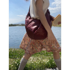 批发油画裙汉麻天丝木耳边短裙中长半身裙