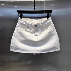 批发韩版气质白色牛仔半身裙女夏季新款辣妹防走光A字包臀超短裙裤子