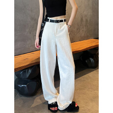 批发白色亚麻苎麻弯刀裤女<b class='q'>夏季</b>新款小个子老钱风薄款西装棉麻休闲裤子