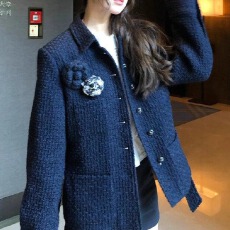 批发蓝色小香风<b class='q'>外套</b>早秋女装2025新款高级感名媛千金风粗花呢<b class='q'>长袖</b>上衣