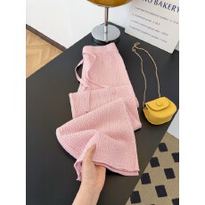 批发实拍~<b class='q'>甜美</b>垂感肌肤感针织阔腿裤女秋冬高腰显瘦气质直筒拖地长裤