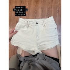 批发韩版白色高腰牛仔短裤女夏2025新款辣妹修身显瘦a字包臀<b class='q'>弹力</b>热裤