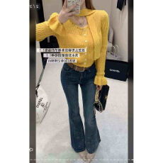 批发高级感微喇牛仔裤女<b class='q'>秋</b>季2026新款烫钻小众设计感高腰气质拖地长裤