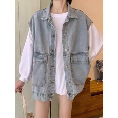 批发2026新款春<b class='q'>秋</b>季穿搭牛仔马甲女宽松显瘦外穿背心无袖坎肩工装外套