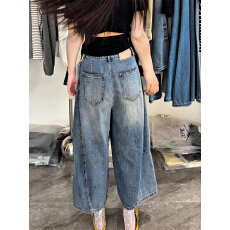 薄款牛仔裤女宽松阔腿裤夏遮胯奶奶裤梨型身材百搭显瘦九分直筒裤