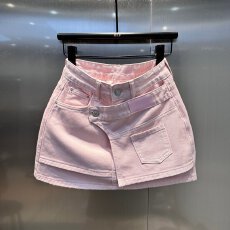 批发粉色假两件高腰牛仔短裙女2026<b class='q'>夏</b>季显瘦百搭防走光包臀A字半身裙