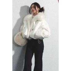 批发白色大毛领小个子面包羽绒服女短款派克服外套