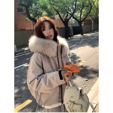 批发羽绒服女款2026新款冬季短款小个子派克服工装大毛领今年流行