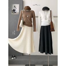 批发高腰显瘦羊绒加厚百褶半身<b class='q'>裙</b>2025秋季新款韩版百搭休闲淑女风<b class='q'>伞</b><b class='q'>裙</b>