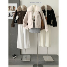 批发opening 自制 冬日暖绒 毛领保暖厚款韩系羊羔毛外套女冬夹克上衣