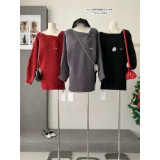 批发红色圣诞穿搭新年针织连衣裙女秋冬小个子毛衣包臀裙订婚年会礼服