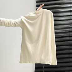 批发实价实拍#半高领打底衫女秋冬磨毛<b class='q'>长袖</b>t恤修身小立领西装内搭上衣