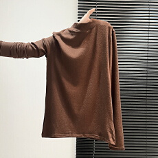 批发实价实拍#半高领打底衫女秋冬磨毛<b class='q'>长袖</b>t恤修身小立领西装内搭上衣