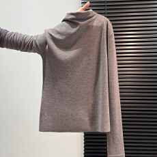 实拍实价#半高领修身打底衫女秋冬内搭长袖上衣纯色百搭中领正肩