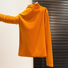 实拍实价#半高领修身打底衫女秋冬内搭长袖上衣纯色百搭中领正肩